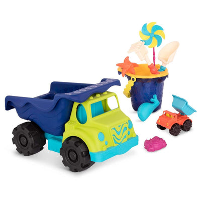 Dump truck duo and beach toys