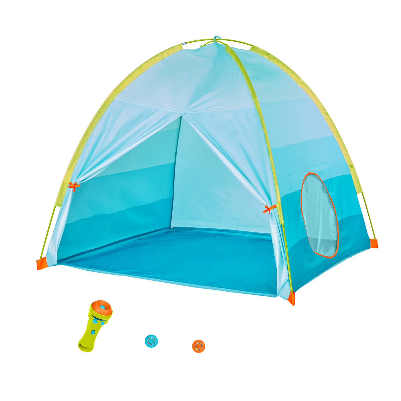 Outdoor tent with flashlight projector for kids