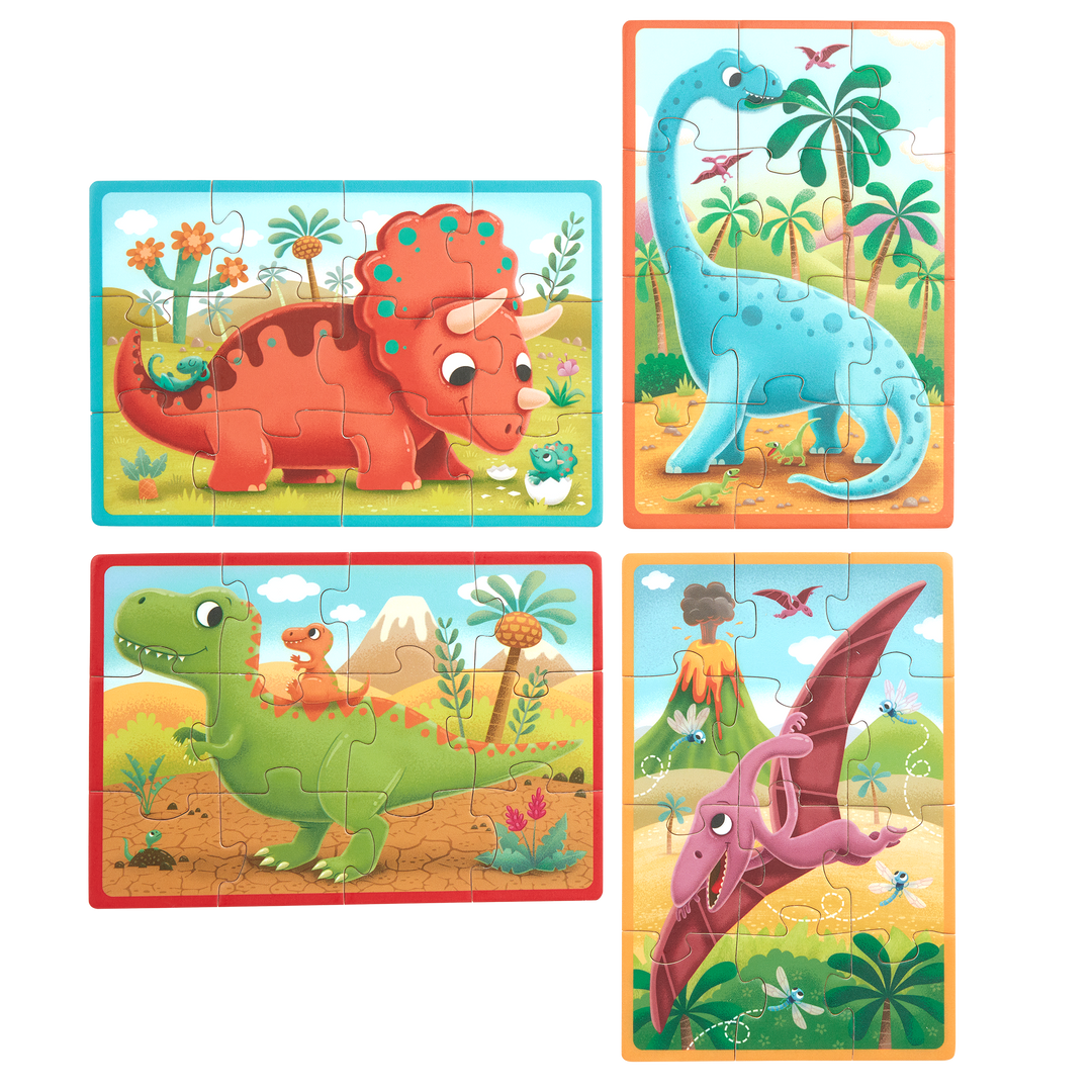 Pack o' Puzzles - Dinosaurs | Wooden Puzzle Set | B. toys – B