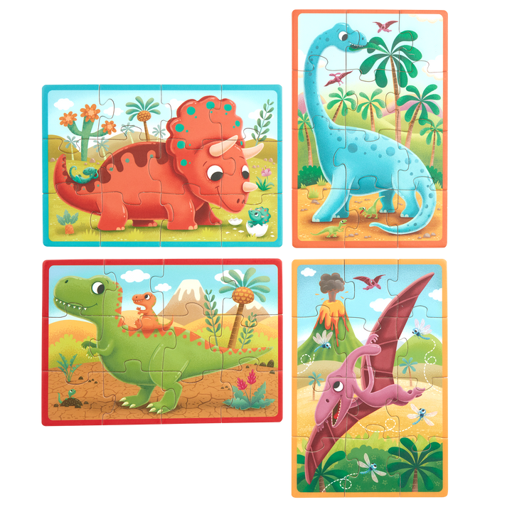 Pack o' Puzzles - Dinosaurs | Wooden Puzzle Set | B. toys – B