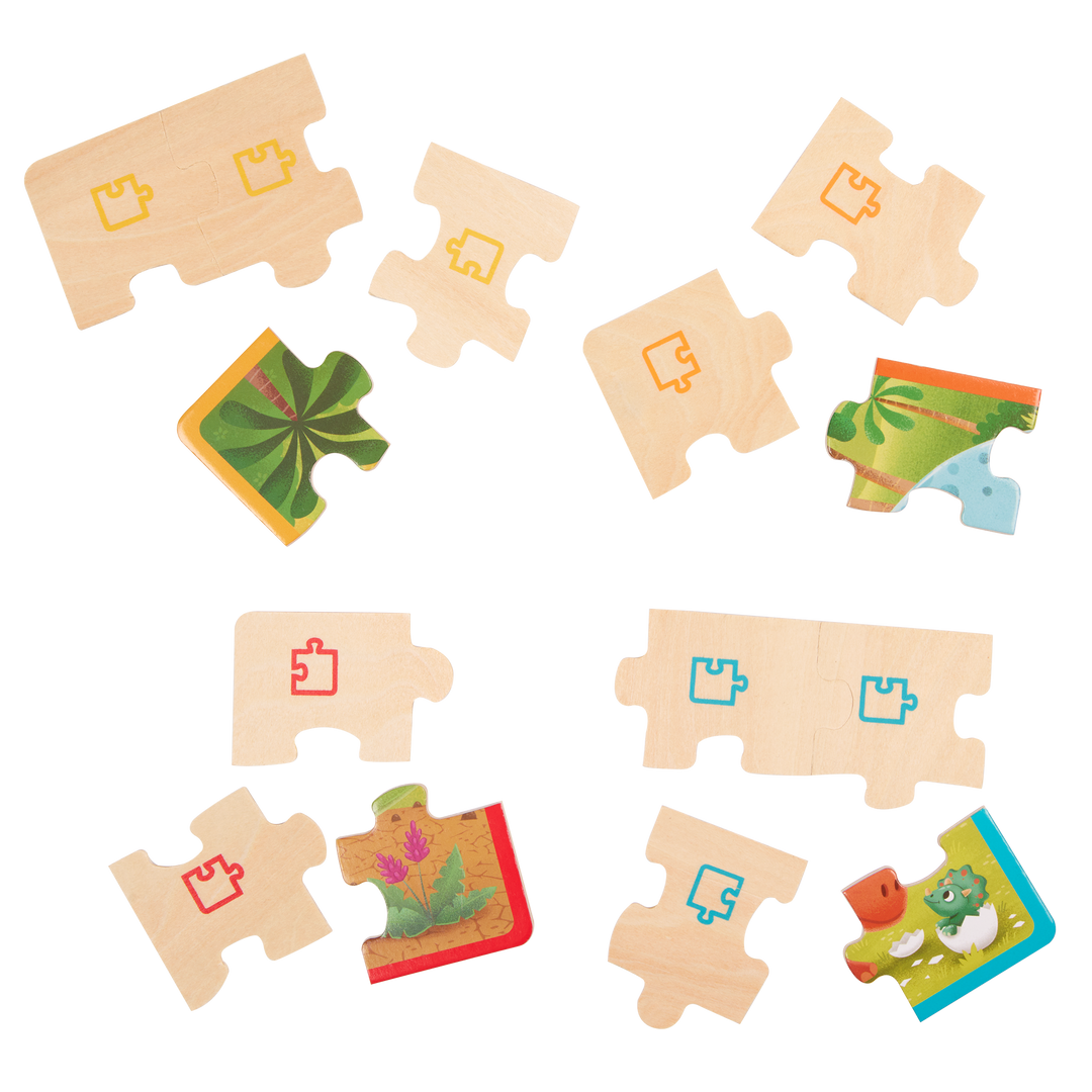 Pack o' Puzzles - Dinosaurs | Wooden Puzzle Set | B. toys – B