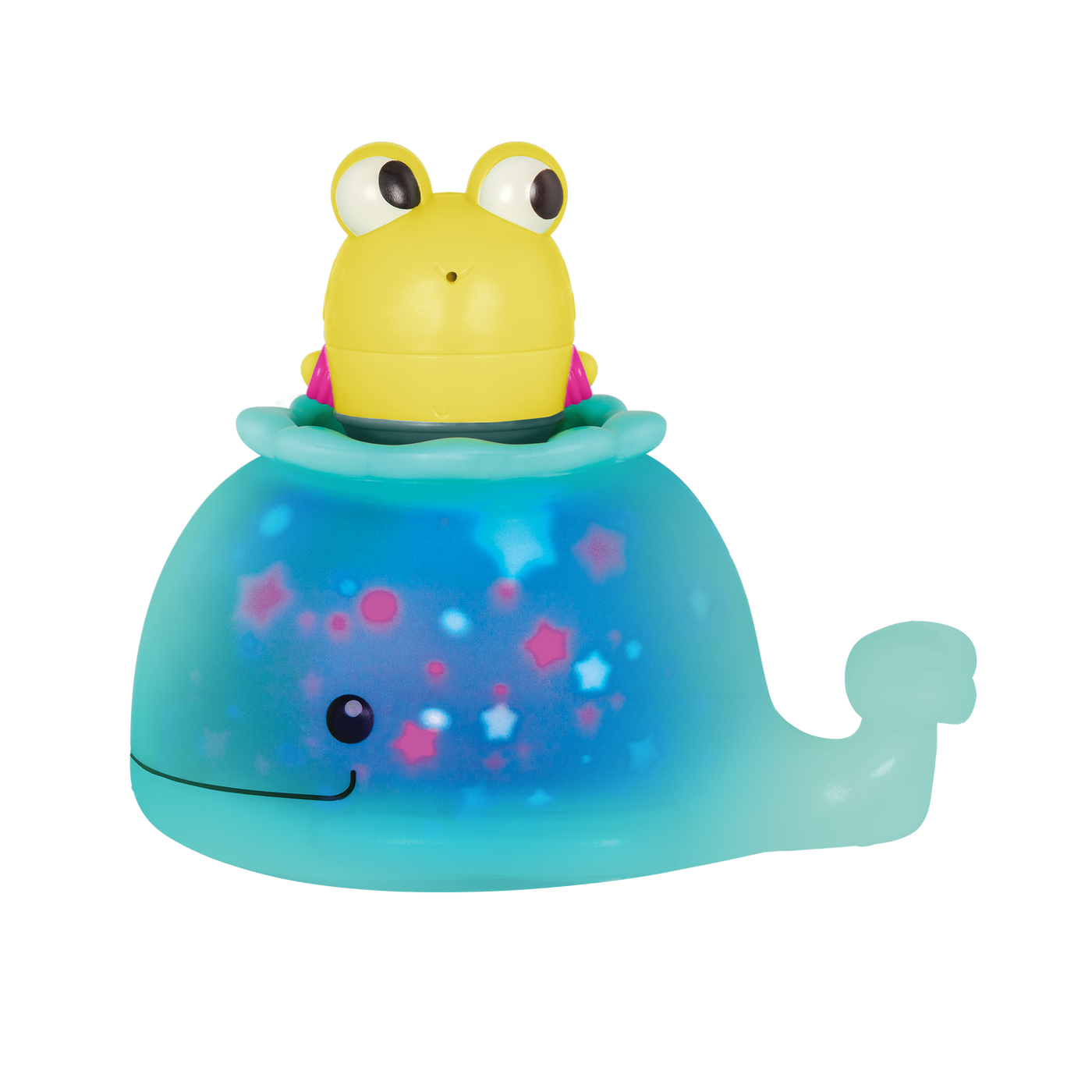 Frog and whale bath toys.