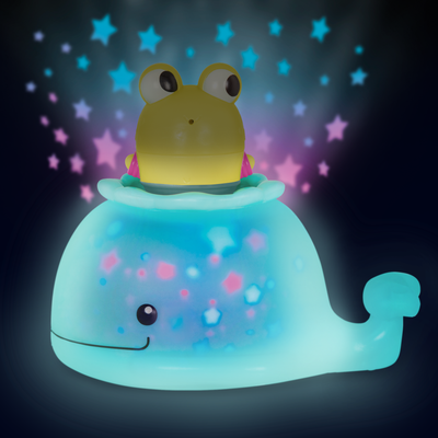Frog and whale bath toys.
