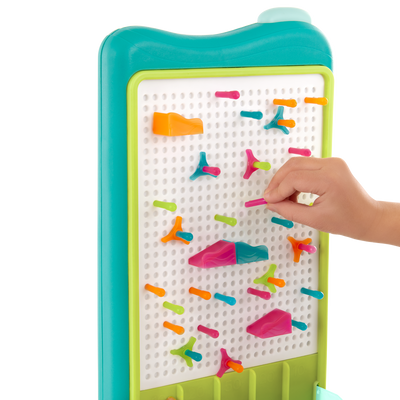 Peg board marble drop game for kids with lights and art sheets