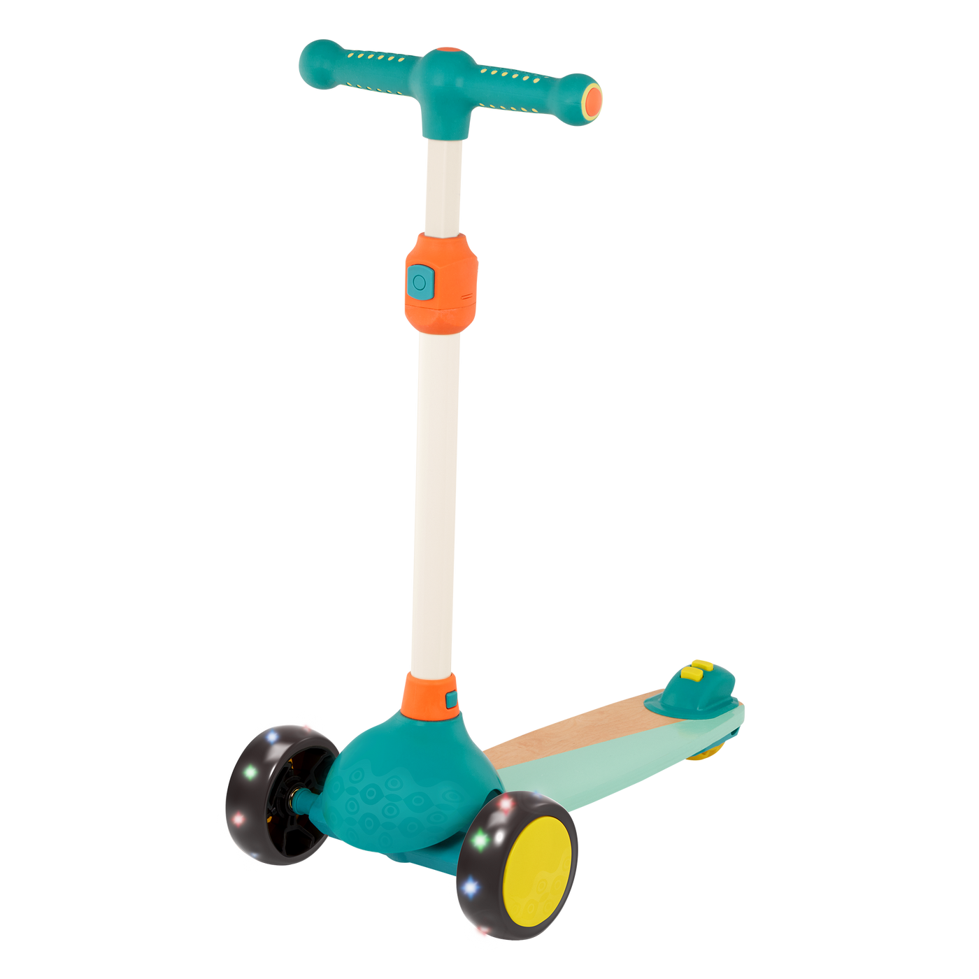 Wooden kids scooter for toddlers with light-up wheels