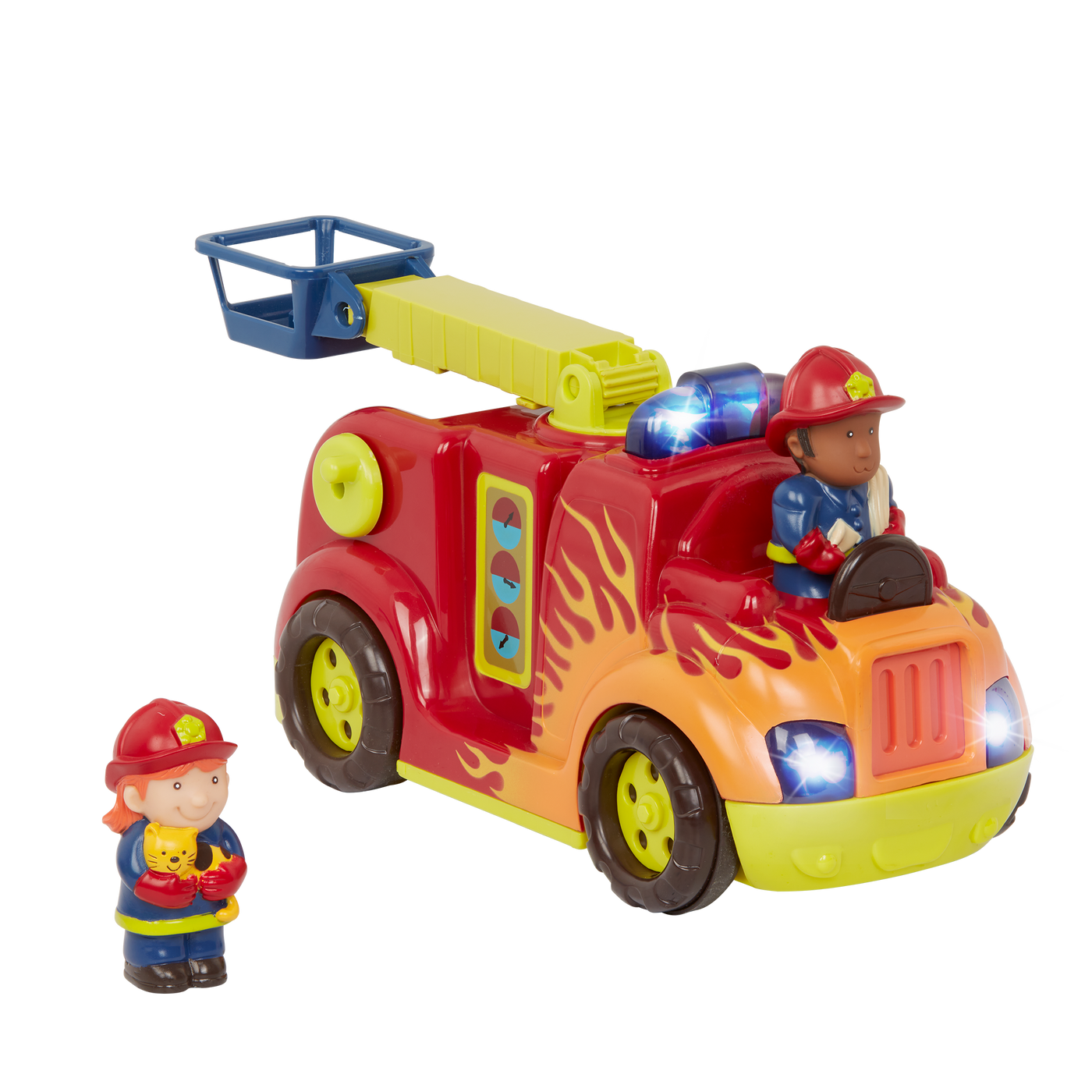 Toy fire truck with firefighters