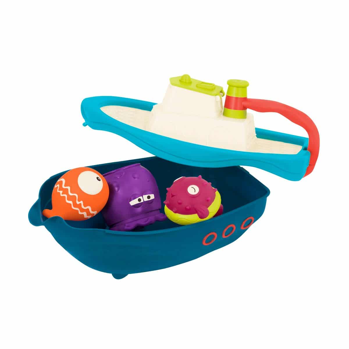 Bath playset with boat storage