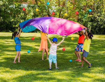 Colorful play parachute and balls