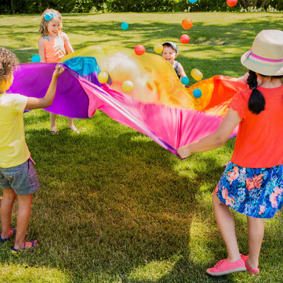 Colorful play parachute and balls