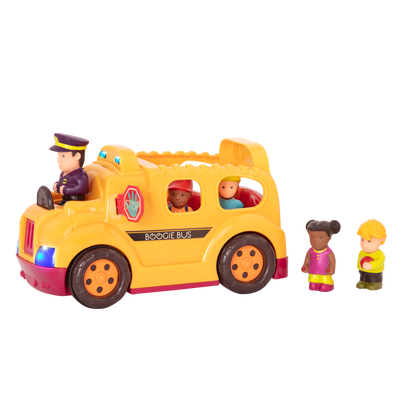 Toy school bus with driver and passengers