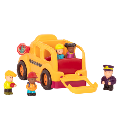 Toy school bus with driver and passengers