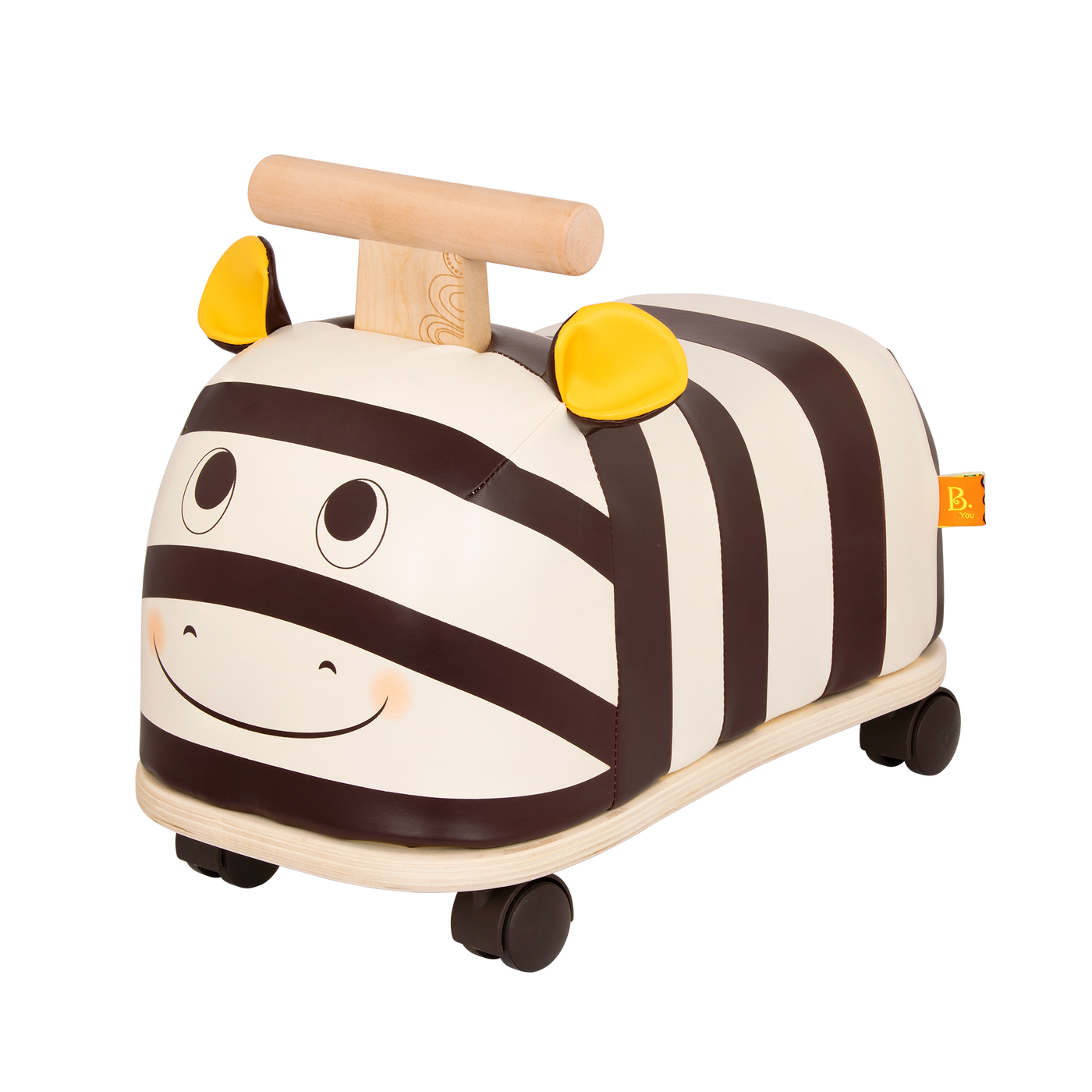 Wooden zebra ride-on.