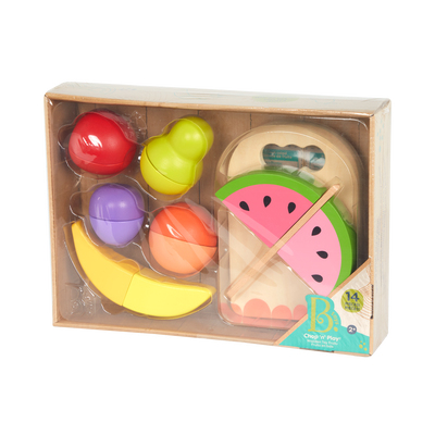 Wooden toy fruits.