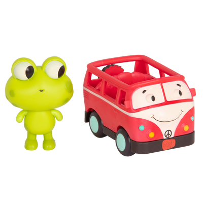 Light-up toy frog and retro van