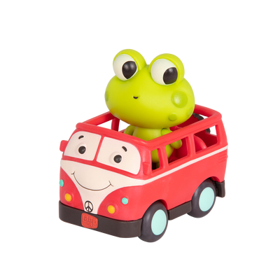 Light-up toy frog and retro van