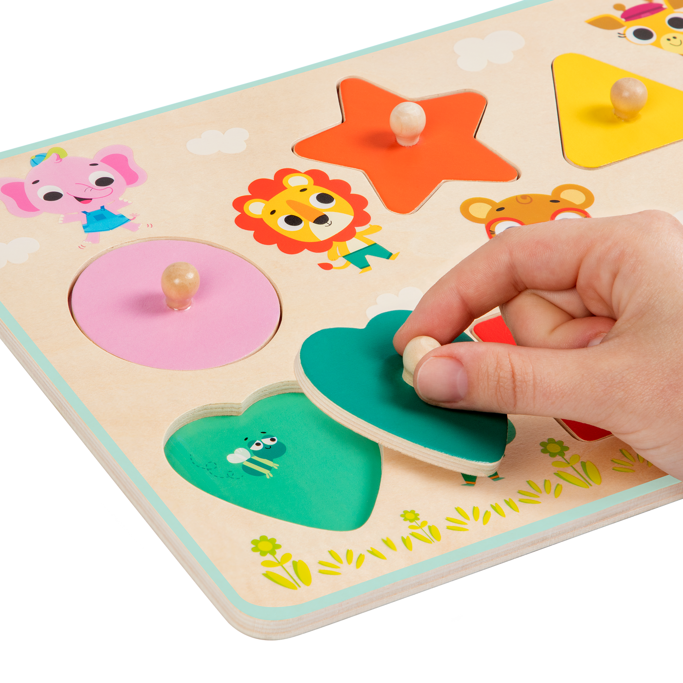 JCB Toddlers Wooden 4 Piece Shape Finder Peg Puzzle 