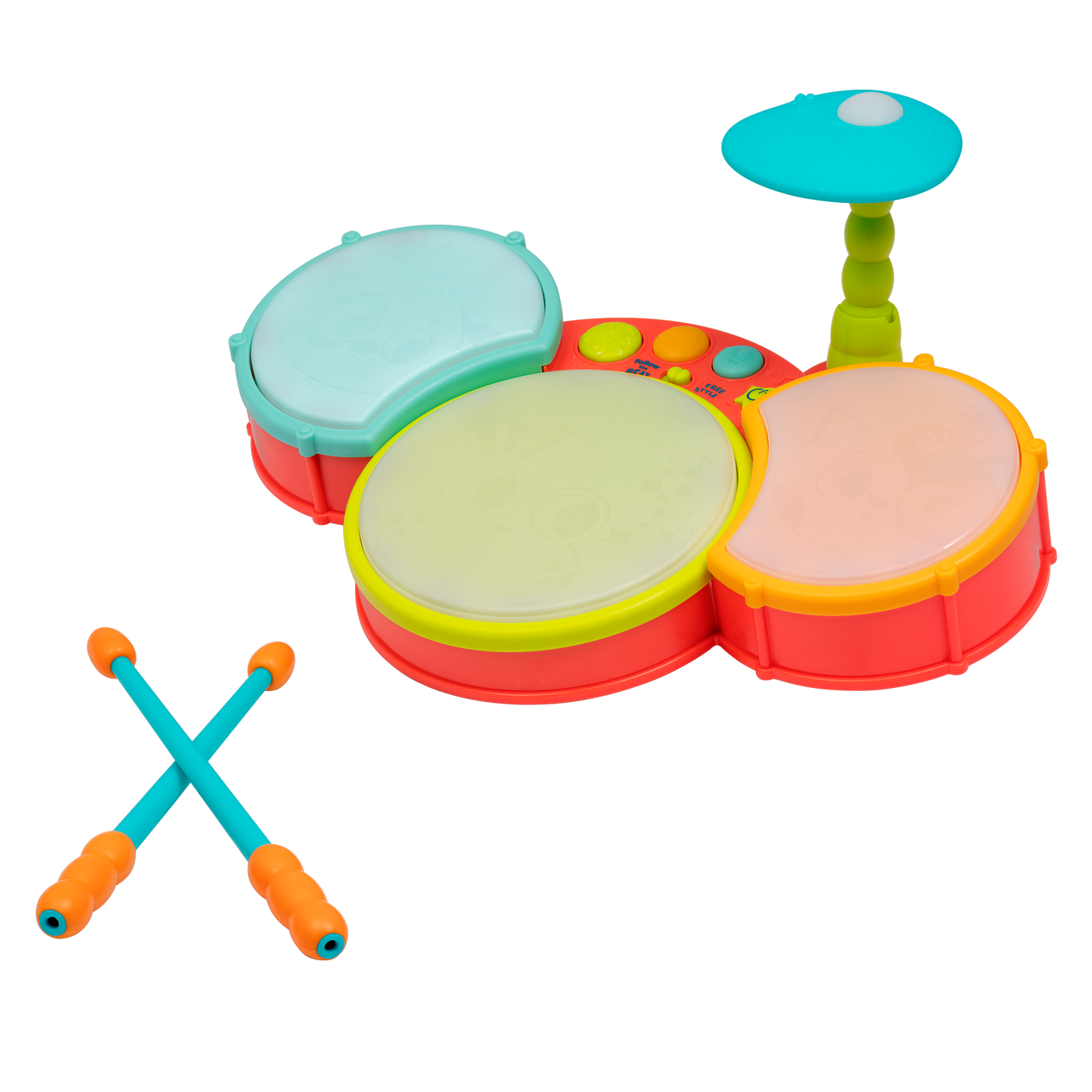 Light-up toy drum set.