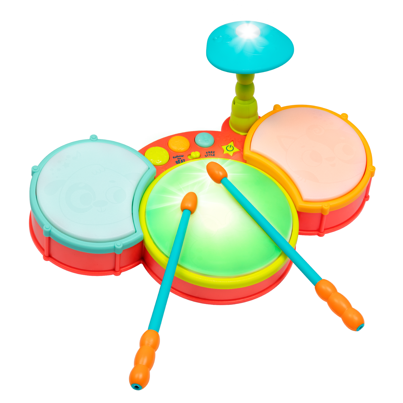 Light-up toy drum set.